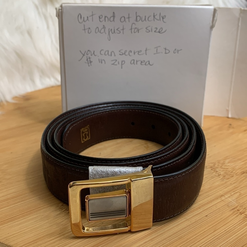 Vintage NIB Taner Brown Gold Leather Money ID Conceal Security Travel Zip Belt